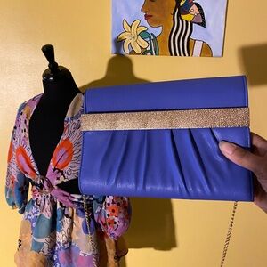 Vibrant, Purple, Crossbody Clutch with Gold Accent